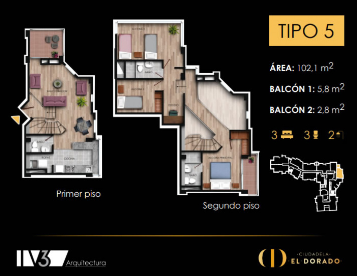 TIPO 5,  102,1 m2
